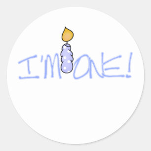 Blauwe kaars Ik ben één dag. Ronde Sticker