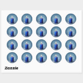 Blauwe kaars ronde sticker (Vel)