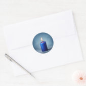 Blauwe kaars ronde sticker (Envelop)