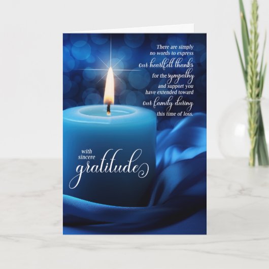 Blauwe Kaars Sympathie Condoleances Bedankkaart (Voorkant)