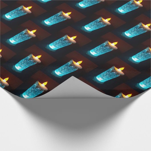 Blauwe kaarsen Kandlelight Diwali Kerstmis Cadeaupapier (Hoek)