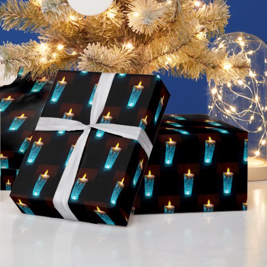 Blauwe kaarsen Kandlelight Diwali Kerstmis Cadeaupapier (Feestdagen)