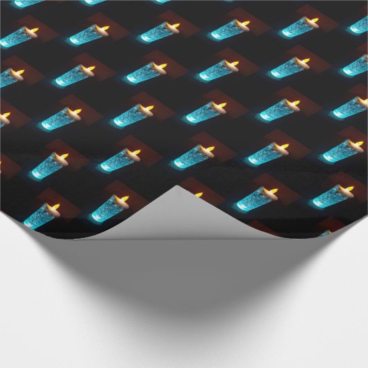 Blauwe kaarsen Kandlelight Diwali Kerstmis Cadeaupapier (Hoek)