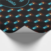 Blauwe kaarsen met kaarslicht cadeaupapier (Hoek)