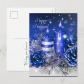 blauwe kaarsen pijnboompitten feestdagenkaart (Voorkant / Achterkant)