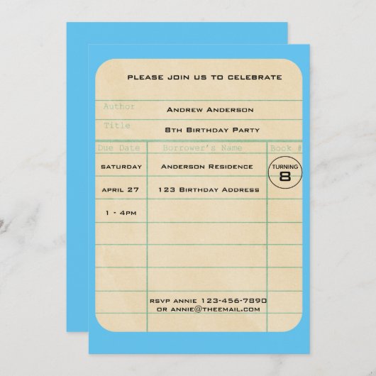 Blauwe kaart Birthday (Voorkant / Achterkant)