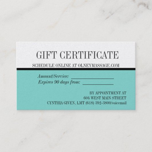 blauwe kaart en spa - cadeaukaart kortingskaartje (Voorkant)