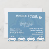 Blauwe kaart Jongen's verjaardag Uitnodigingen (Voorkant)