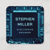 Blauwe kaart QR Code Electronics Engineer Vierkante Visitekaartje (Voorkant)