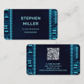 Blauwe kaart QR Code Electronics Engineer Visitekaartje (Voorkant / Achterkant)