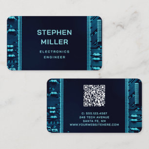 Blauwe kaart QR Code Electronics Engineer Visitekaartje