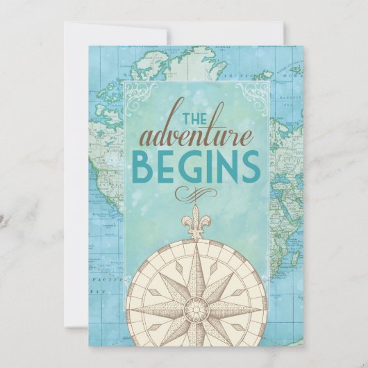 Blauwe kaart Reizen Huwelijksuitnodiging (Achterkant)