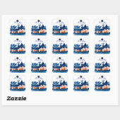 BLAUWE KAART VAN HET BABY SHOWER VAN DE ZWANEN/DE  VIERKANTE STICKER (Vel)