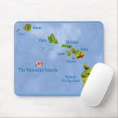 Blauwe kaart van het Hawaiiaanse eiland mousepad Muismat (Met muis)
