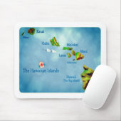 Blauwe kaart van het Hawaiiaanse eiland mousepad Muismat (Met muis)