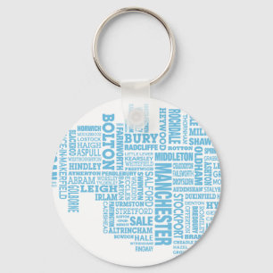 Blauwe kaart van het Type van Greater Manchester Sleutelhanger