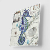  blauwe kaart vierkante klok (Hoek)