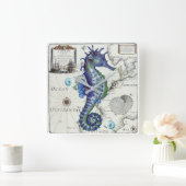  blauwe kaart vierkante klok (Huis)