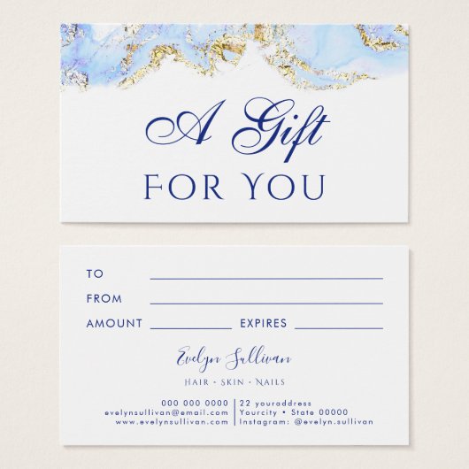 blauwe kaart voor marmering (Voorkant /achterkant)