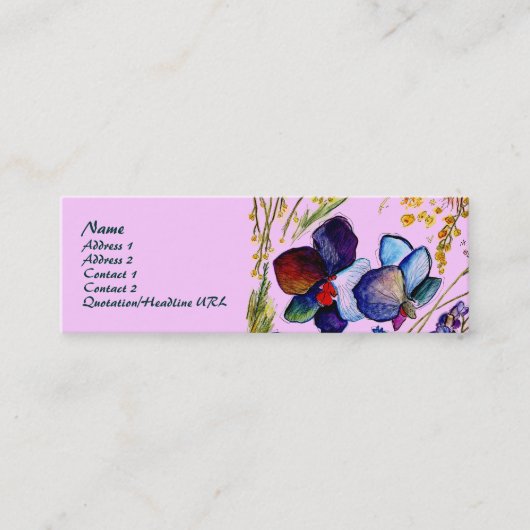 Blauwe kaart voor orchideeën mini visitekaartje (Voorkant)