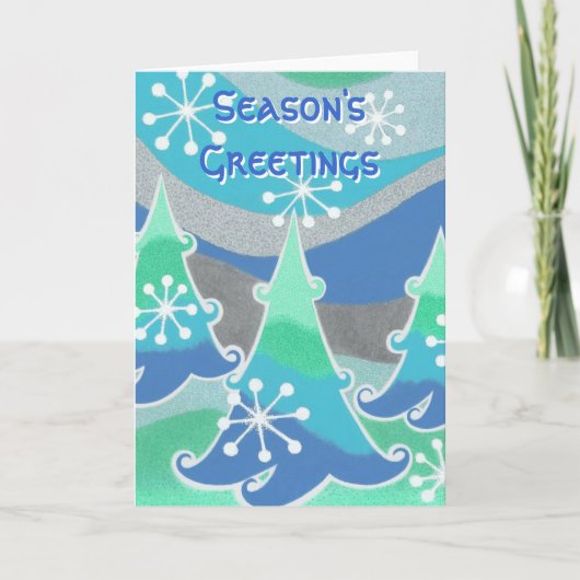 Blauwe kaart voor winterbomen van de groeten van d (Voorkant)