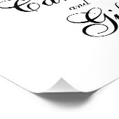 Blauwe kaarten en cadeaus trouwbord. Botanische ma Foto Afdruk (Hoek)