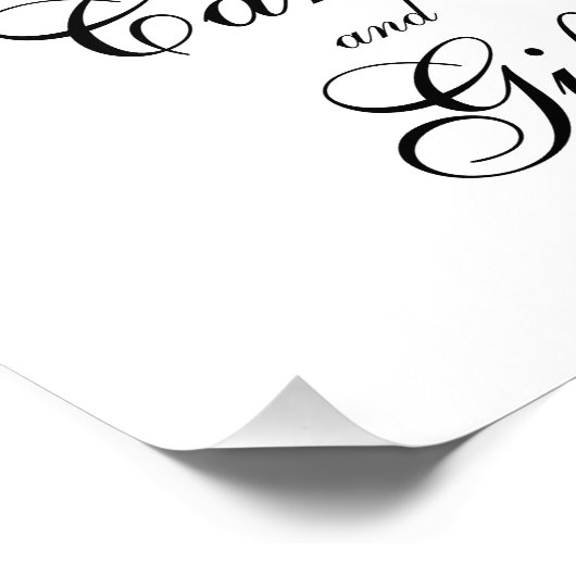 Blauwe kaarten en cadeaus trouwbord. Botanische ma Foto Afdruk (Hoek)