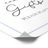 Blauwe Kaarten & Geschenken Baby shower Tafelteken Poster (Hoek)