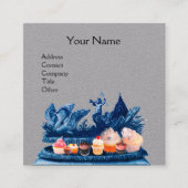 BLAUWE KAARTEN VAN ZWANEN, KNOPEN, Grijze PASTRY-p Vierkante Visitekaartje (Voorkant)