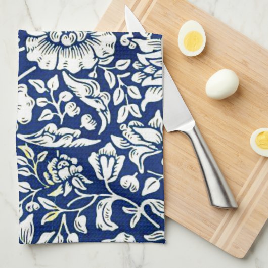 Blauwe kaasjeskruid, vintage patroon van William M Theedoek (Quarter Fold)