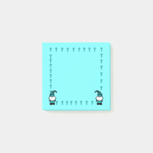 Blauwe kabouter met paddenstoelen post-it® notes (Voorkant)