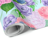 Blauwe kade en waterverf van bloemen cadeaupapier (Rol Hoek)