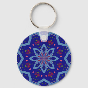 Blauwe Kaleido-stijl Sleutelhanger