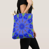 Blauwe kaleidoscoop afgedrukte canvas tas (Dichtbij)