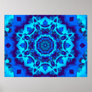 Blauwe Kaleidoscoop Poster
