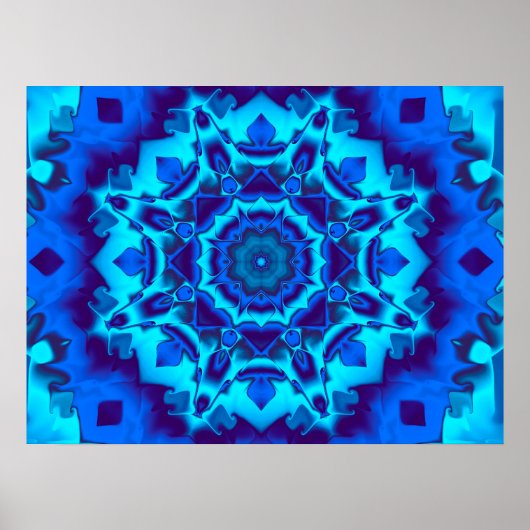 Blauwe Kaleidoscoop Poster (Voorkant)