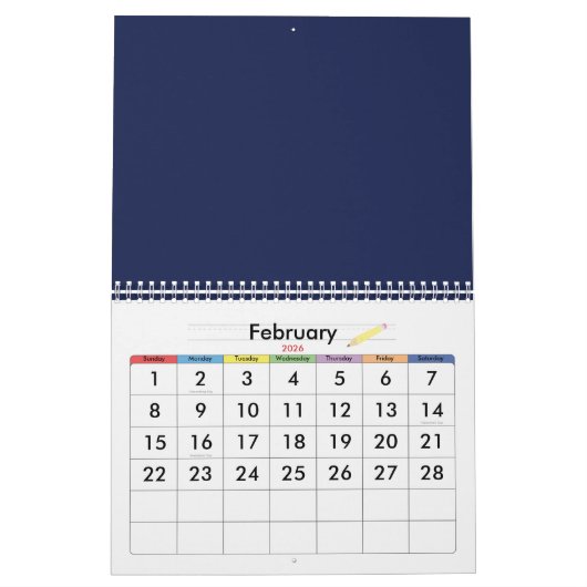 Blauwe kalender met Feestdagen 2025 (Feb 2026)