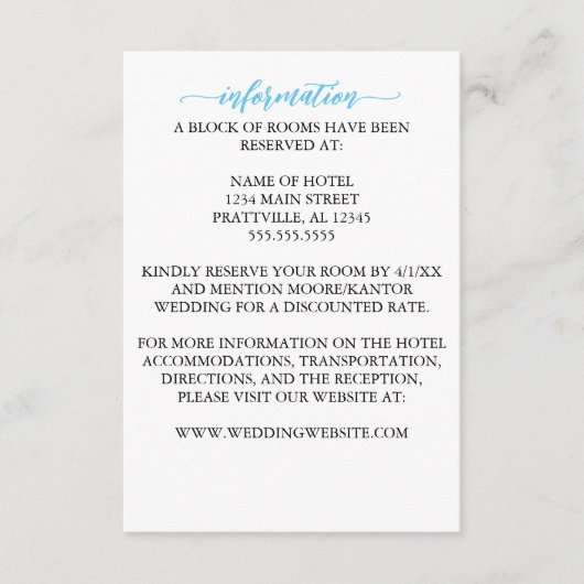 Blauwe kalligrafie bruiloft behuizing Kaart (Voorkant)