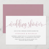 Blauwe  kalligrafie bruiloft douche kaart (Voorkant / Achterkant)