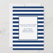 Blauwe kalligrafie Inkt Zeeen en groeten gestript Feestdagenkaart (Achterkant)