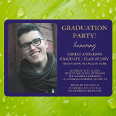 Blauwe kalligrafie Moderne foto afstudeerfeest Kaart