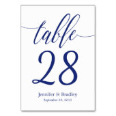 Blauwe kalligrafie Tafelnummer | Bewerkbare kleur (Voorkant)