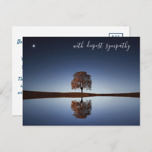 Blauwe kalm waterboom met levensgroot sympathie briefkaart (Voorkant / Achterkant)