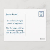 Blauwe kalm waterboom met levensgroot sympathie briefkaart (Achterkant)