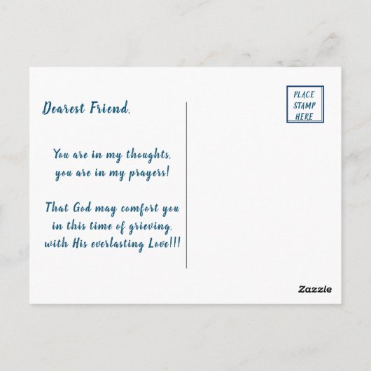 Blauwe kalm waterboom met levensgroot sympathie briefkaart (Achterkant)