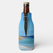 Blauwe kalmte van de oceaan, flesjeskoeler (Fles Achterkant)