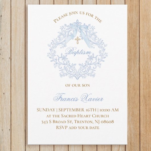 blauwe kam baby jongen Doop Kaart