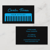 Blauwe kam logo haar stylist visitekaartje templat (Voorkant / Achterkant)