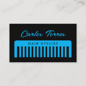 Blauwe kam logo haar stylist visitekaartje templat (Voorkant)