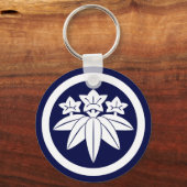  Blauwe Kamakura Minamoto Japan Mon Art Sleutelhanger (Voorkant)